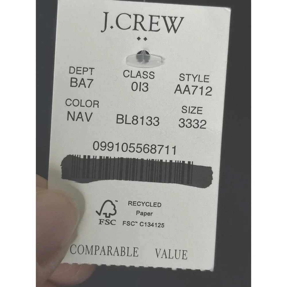 J.Crew Tech Pant Slim Fit Navy Blue Flex Performance Pants Trousers Size 33x32‎